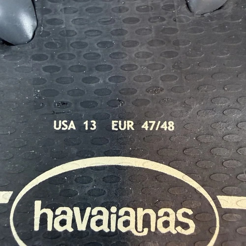 New Mens Havaianas‎ Black Beach Flip Flop Thong Sandals Shoes Size 13